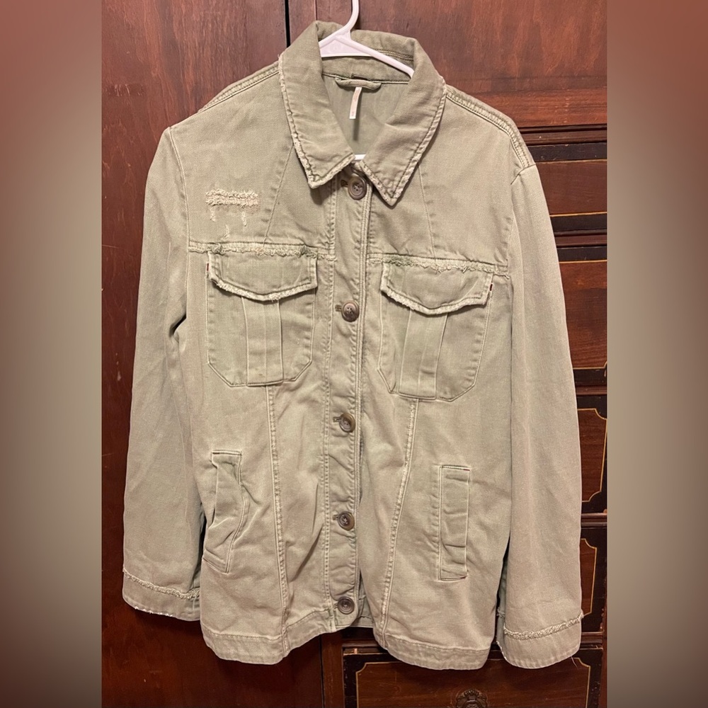 Free People Green Utility Jacket Size M